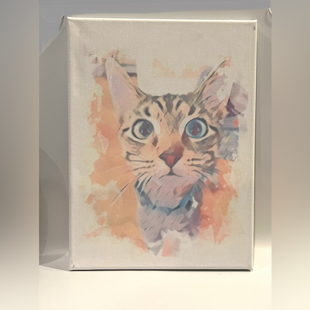Watercolored “kitten” canvas